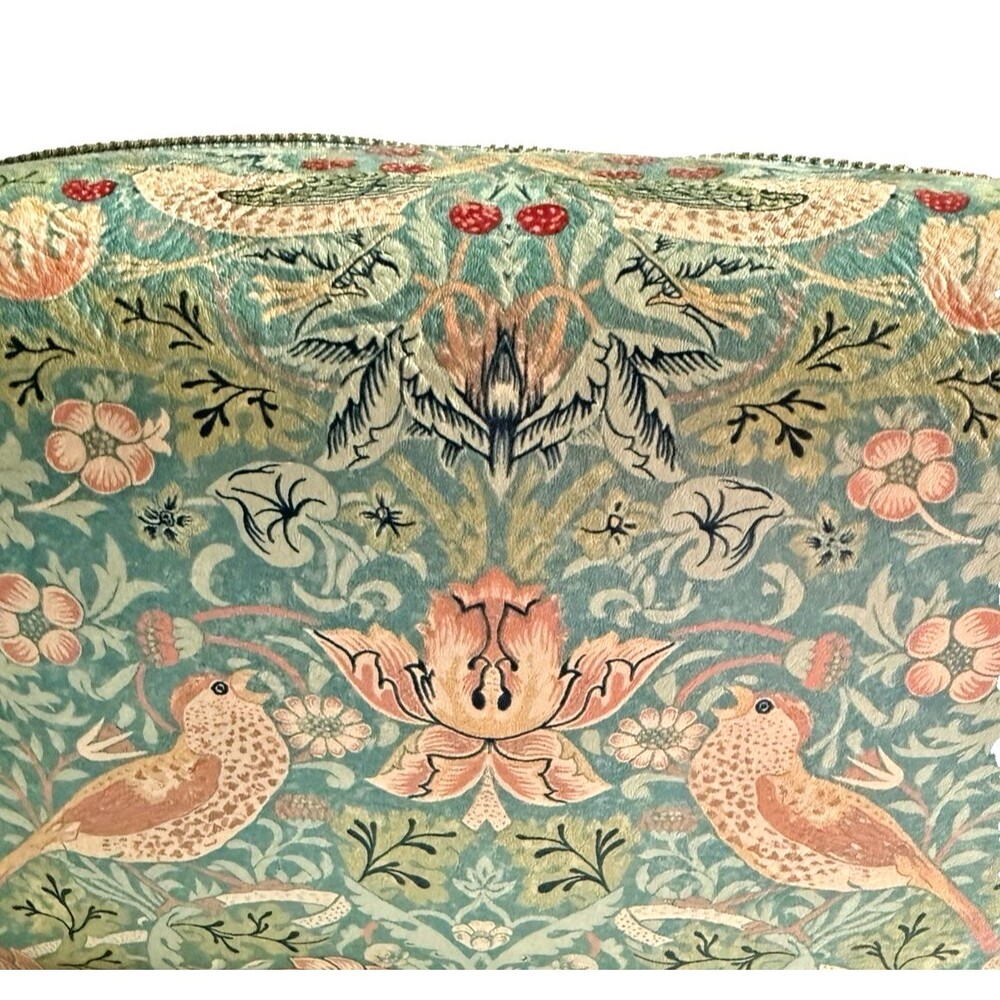 Morris & Co Strawberry Thief Make-up Toiletry Large Wash Bag Duck Egg Blue 9x6" - Picture 4 of 7